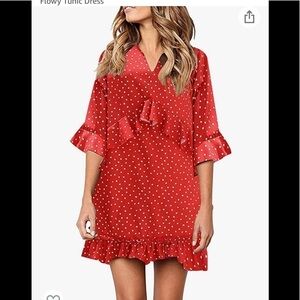 NWT Women's Summer Swing Dress Casual Short Ruffle Flowy Tunic Dress